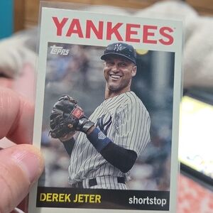 Topps Derek Jeter Baseball Card with Orange and White